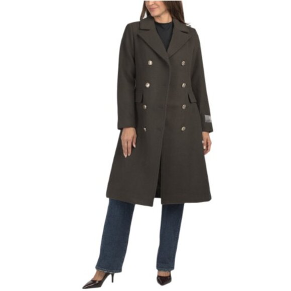 VINCE CAMUTO Wool Blend Long Coat With Faux Fur Collar - Picture 4 of 4